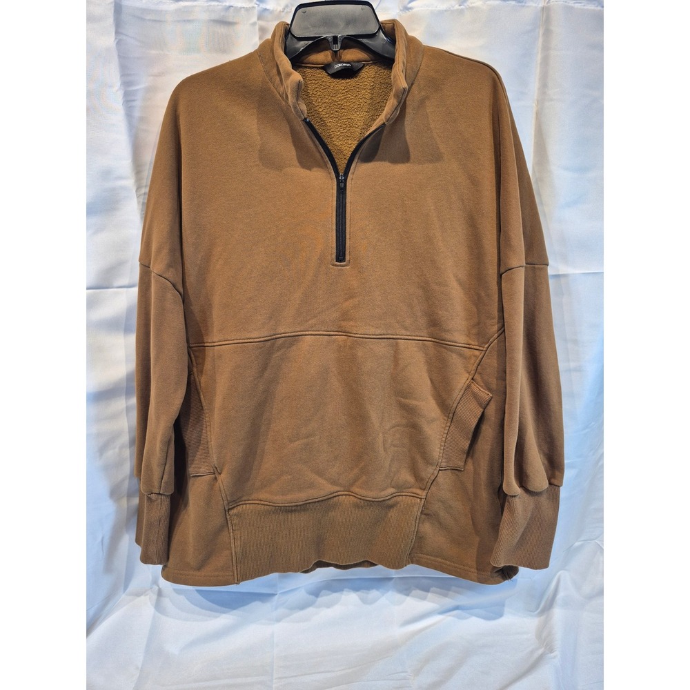 Dokotoo Mens Quarter Zip Pullover Sweatshirt Camel Brown Fleece Lined Size‎ M